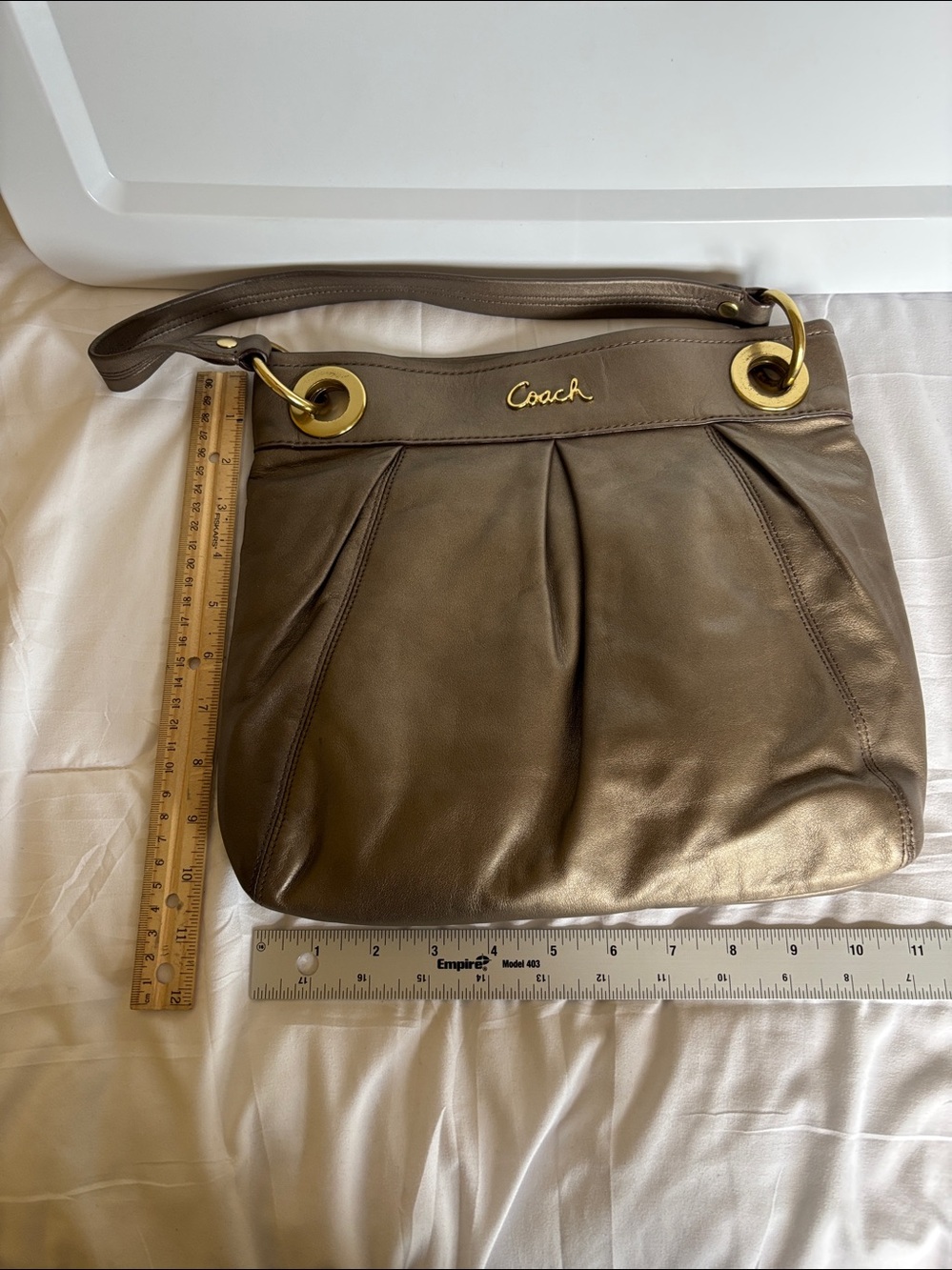 Coach Ashley Hippie Leather Bag, Bronze Leather Gold Hardware F17605 Good Shape - Picture 10 of 10